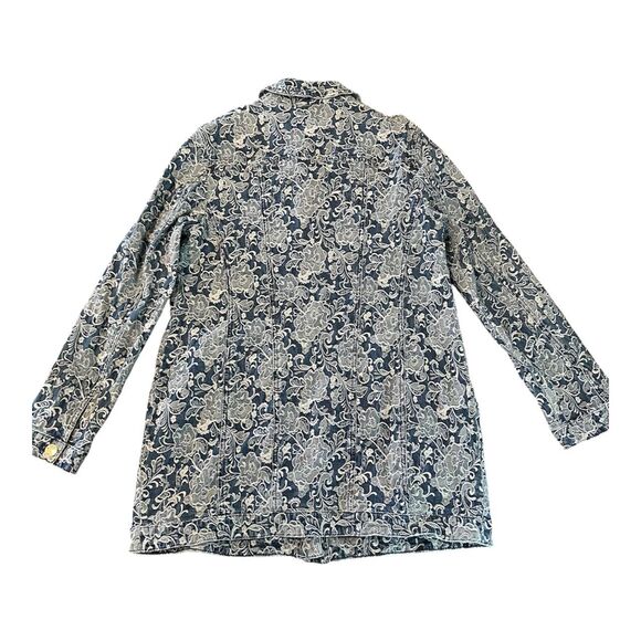 'Chico's' Button up Blue & white floral paisley-like button-up shirt - Picture 2 of 7
